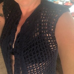 Handmade Blue Cotton Blend Swim Coverup